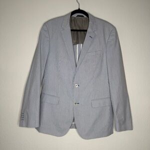 Hugo Boss Striped Cotton Sports Jacket Navy White Lined Blazer Size 40R